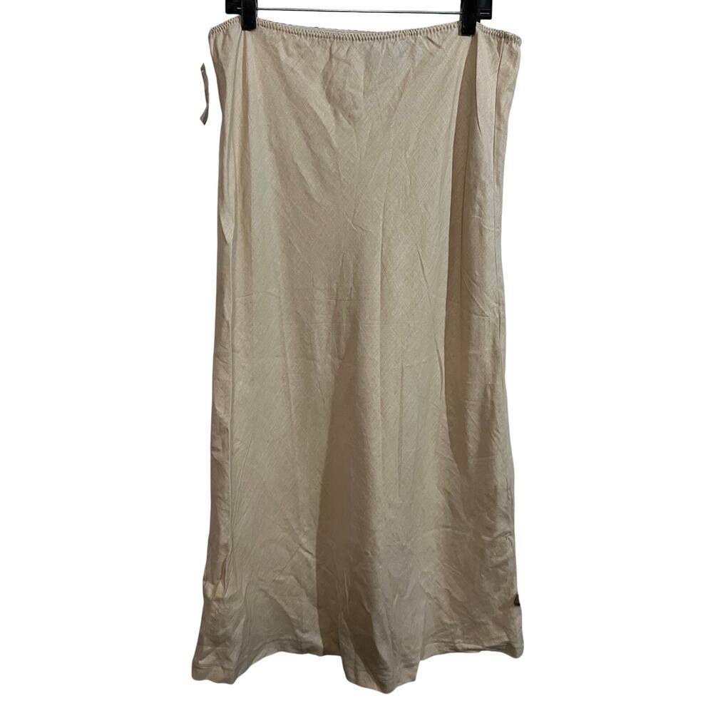 Vintage Adolfo Studio Linen Maxi Skirt Beige Minimalist Size 12